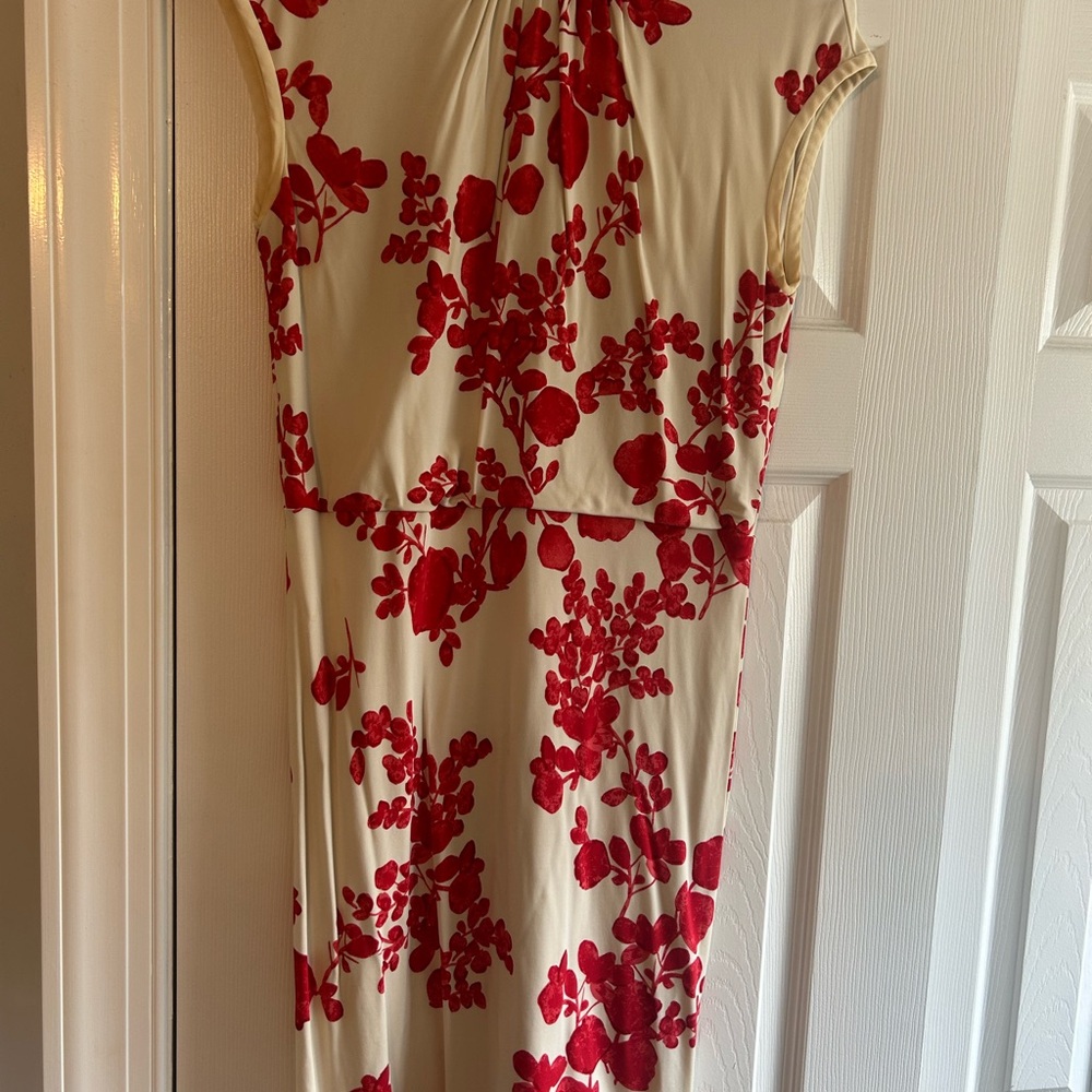 Elegant Red Floral Women's Dress